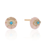 Sunset Tide' Turquoise & Rose Quartz Silver Earrings