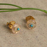 Sunset Tide' Turquoise & Rose Quartz Silver Earrings