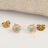 Sunset Tide' Turquoise & Rose Quartz Silver Earrings