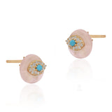 Sunset Tide' Turquoise & Rose Quartz Silver Earrings