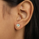 Sunset Tide' Turquoise & Rose Quartz Silver Earrings