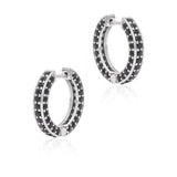 Midnight Trail Black Spinel 925 Silver Huggies