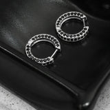 Midnight Trail Black Spinel 925 Silver Huggies
