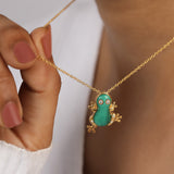Verdant Trace Green Malachite Silver Necklace