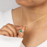 Forest Echo Green Malachite Silver Necklace