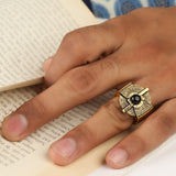 Noir Crest – Black Onyx Silver Ring