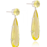 Lemon Gleam'  Lemon Quartz 925 Silver Drop Earrings