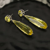 Lemon Gleam'  Lemon Quartz 925 Silver Drop Earrings