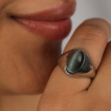 Moonlit Gaze' Cat's Eye 925 Silver Ring