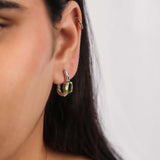 Peridot Whispers 925 Silver Hoop Earring