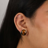 Ember Stripe' Tiger's Eye 925 Silver Earrings