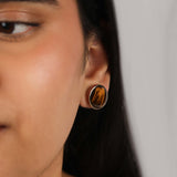 Ember Stripe' Tiger's Eye 925 Silver Earrings