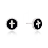 Midnight Sky Cross' Black Onyx  925 Silver Studs