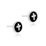 Midnight Sky Cross' Black Onyx  925 Silver Studs