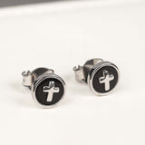 Midnight Sky Cross' Black Onyx  925 Silver Studs