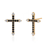 Dusk Crossline' Black Spinel 925 Silver Earrings