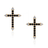 Dusk Crossline' Black Spinel 925 Silver Earrings