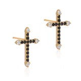 Dusk Crossline' Black Spinel 925 Silver Earrings