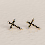 Dusk Crossline' Black Spinel 925 Silver Earrings