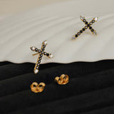 Dusk Crossline' Black Spinel 925 Silver Earrings