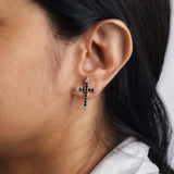 Dusk Crossline' Black Spinel 925 Silver Earrings