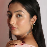 Dusk Crossline' Black Spinel 925 Silver Earrings