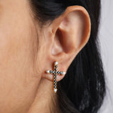 Dusk Crossline' Black Spinel 925 Silver Earrings