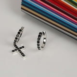 Crossline Noir' Black Spinel Earrings