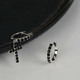 Crossline Noir' Black Spinel Earrings