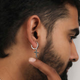 Crossline Noir' Black Spinel Earrings