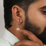 Crossline Noir' Black Spinel Earrings