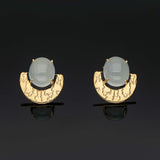 Aqua Noir' Aquamarine 925 Silver Earrings