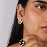 Aqua Noir' Aquamarine 925 Silver Earrings