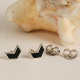Dark Arrow – Black Enamel Chevron Studs