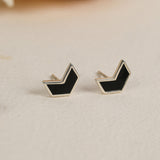 Dark Arrow – Black Enamel Chevron Studs