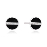Black Enamel & Sparkling CZ Stud Earrings