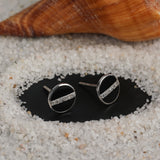 Black Enamel & Sparkling CZ Stud Earrings