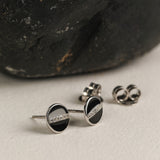 Black Enamel & Sparkling CZ Stud Earrings