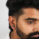 Black Enamel & Sparkling CZ Stud Earrings