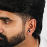 Black Enamel & Sparkling CZ Stud Earrings