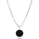 Black Enamel Circle Pendant Necklace