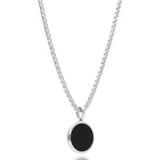 Black Enamel Circle Pendant Necklace