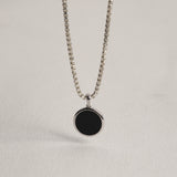 Black Enamel Circle Pendant Necklace