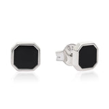 Octagon Black Enamel Stud Earrings