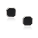 Octagon Black Enamel Stud Earrings