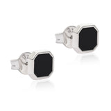 Octagon Black Enamel Stud Earrings