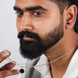 Octagon Black Enamel Stud Earrings