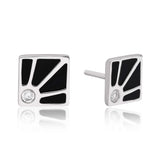 Square Art Deco Sunburst Stud Earrings