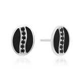 Oval Black Spinel and Enamel Stud Earrings