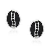 Oval Black Spinel and Enamel Stud Earrings